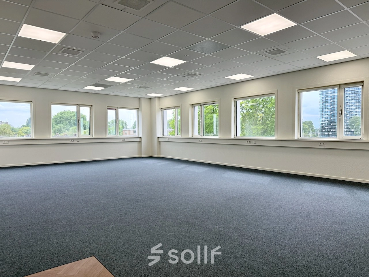 Bright and spacious office space with large windows at Professor E.M. Meijerslaan 1, Amstelveen, perfect for office space rental.