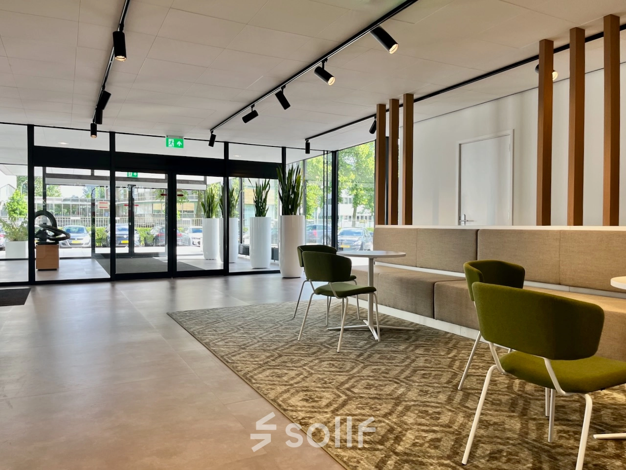 Spacious office entrance with stylish seating and modern decor at Professor E.M. Meijerslaan 1, Amstelveen, ideal for office space rental.