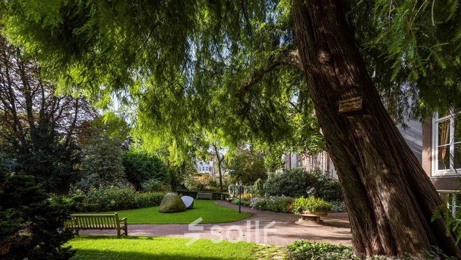 Lush garden view at Herengracht 582-584, Amsterdam Canal Belt, perfect for breaks from office space rental nearby.