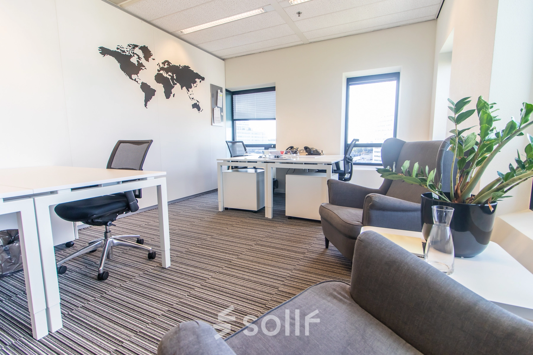 Spacious office at Radarweg 29 in Amsterdam Sloterdijk, featuring modern furnishings and multiple workstations suitable for office space rental.