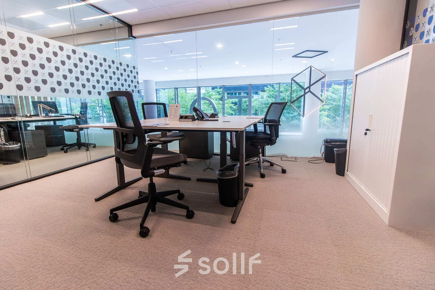 Bright office space with modern furnishings at Gustav Mahlerplein, Amsterdam Zuidas, available for rent. Ideal for professionals seeking office space rental in a convenient location.