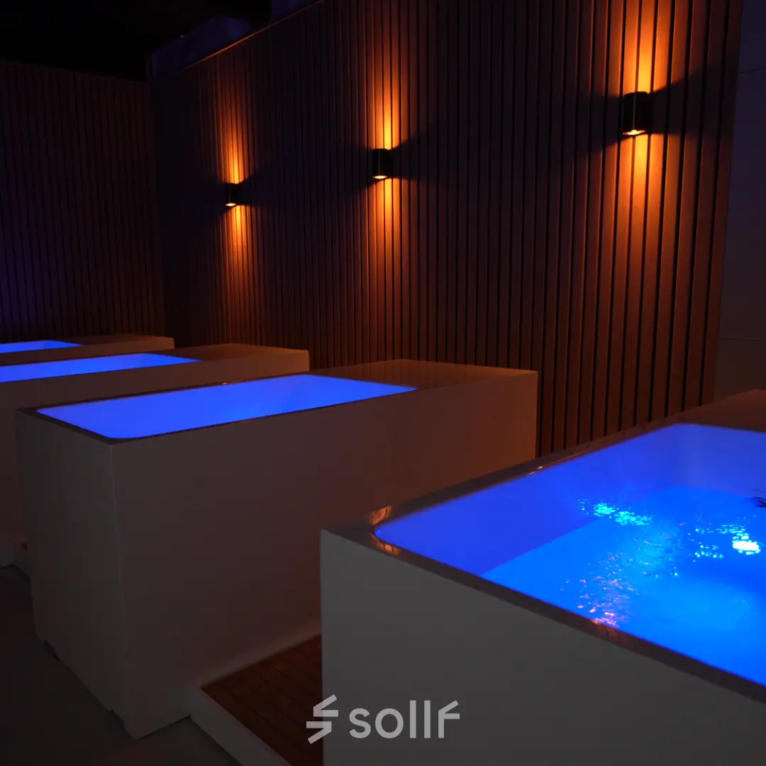 Calming interior design at Schumanpark 9 in Apeldoorn, featuring a serene water installation, perfect for a unique office to rent.