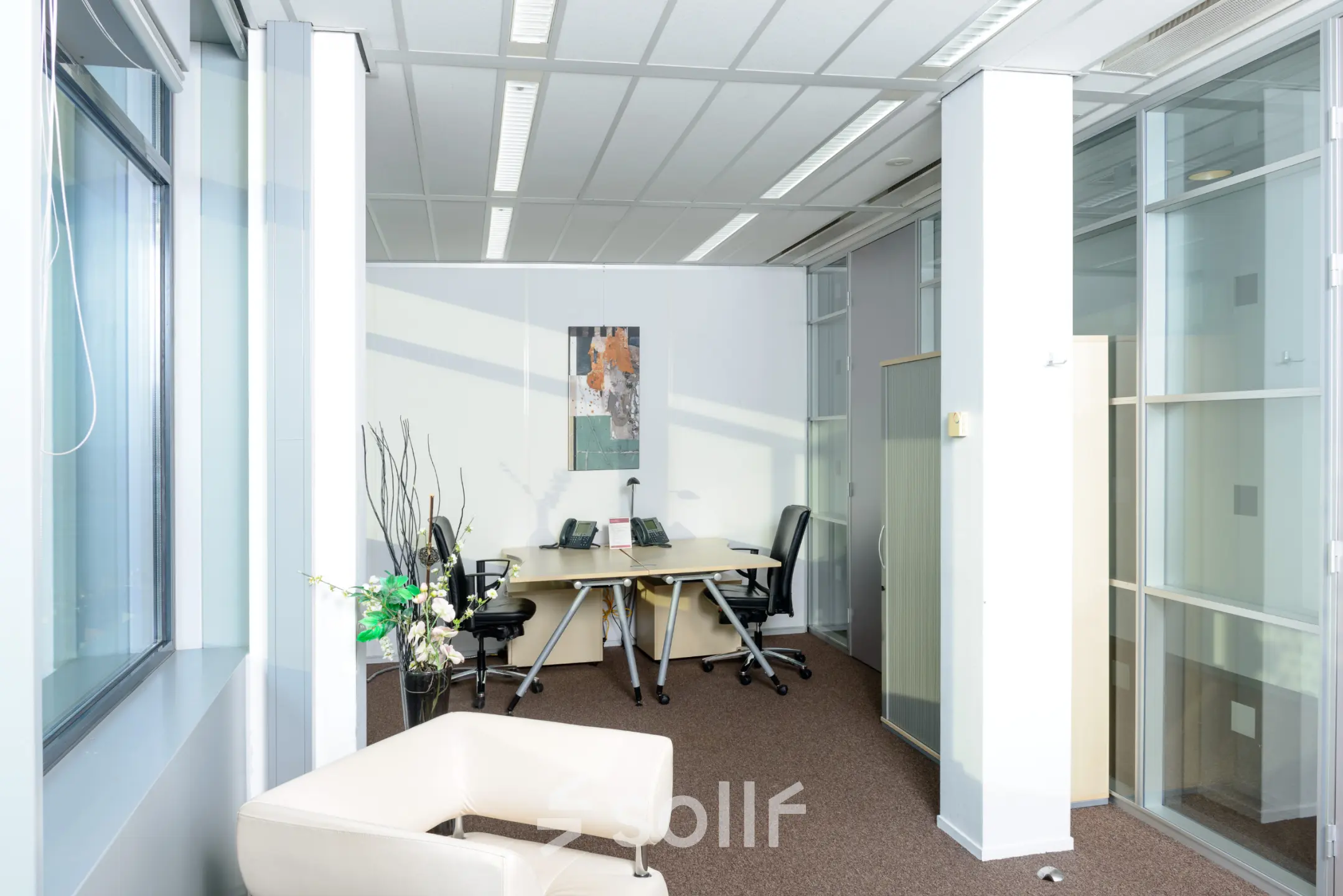 Bright office space at Carrer de la Marina 16-18, Barcelona Sant Martí, featuring modern furnishings and natural light. Perfect for rent office space seekers.