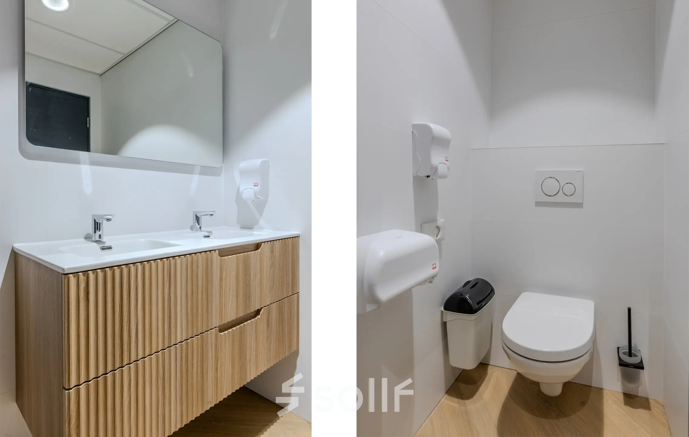 Modern restroom facilities at Rijtuigweg 10, Bergen op Zoom, available for office space rental.