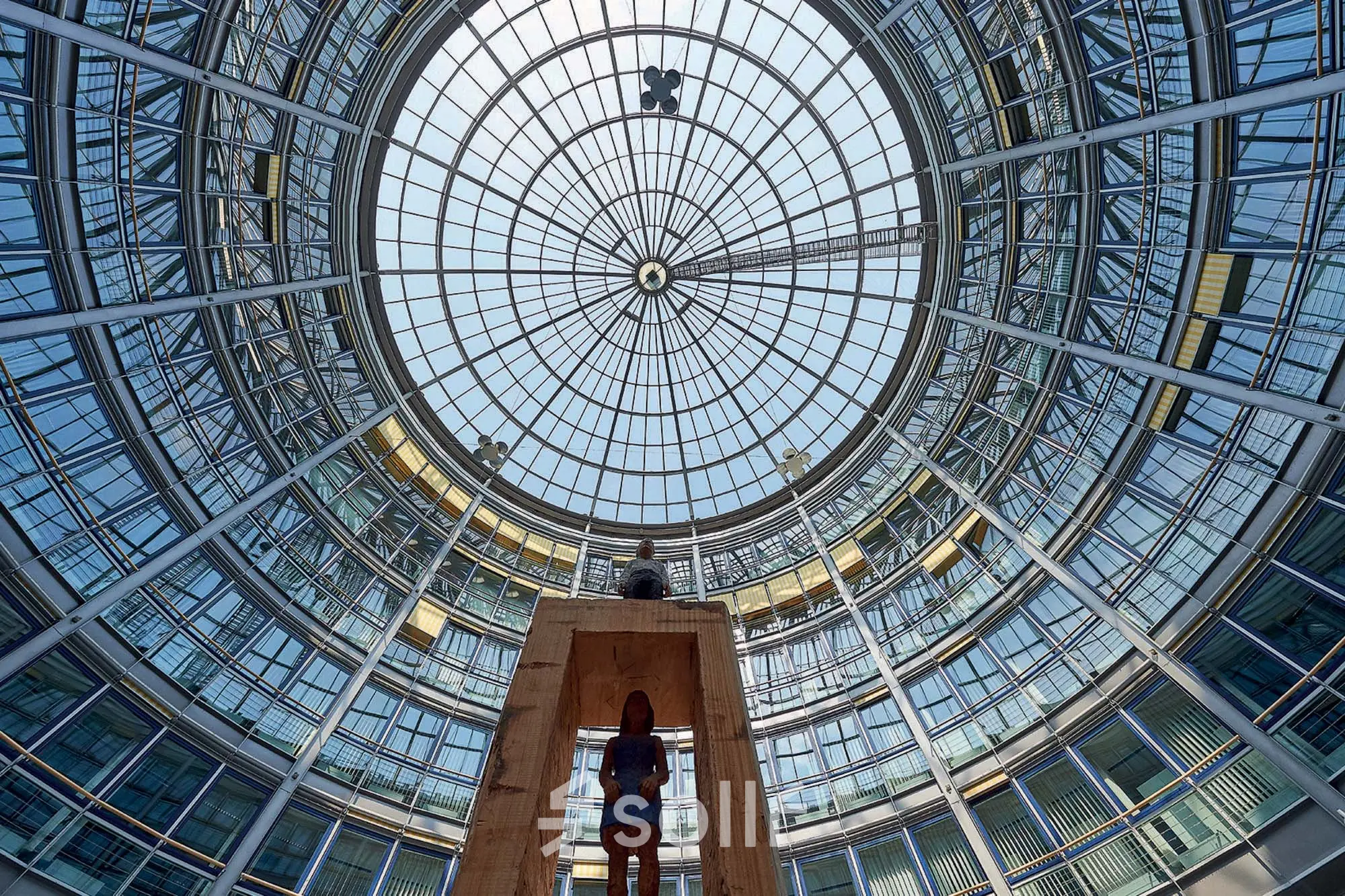 Panoramic view of the glass dome at Koppenstraße 93, offering a unique architectural feature for an office to rent in Berlin Friedrichshain.