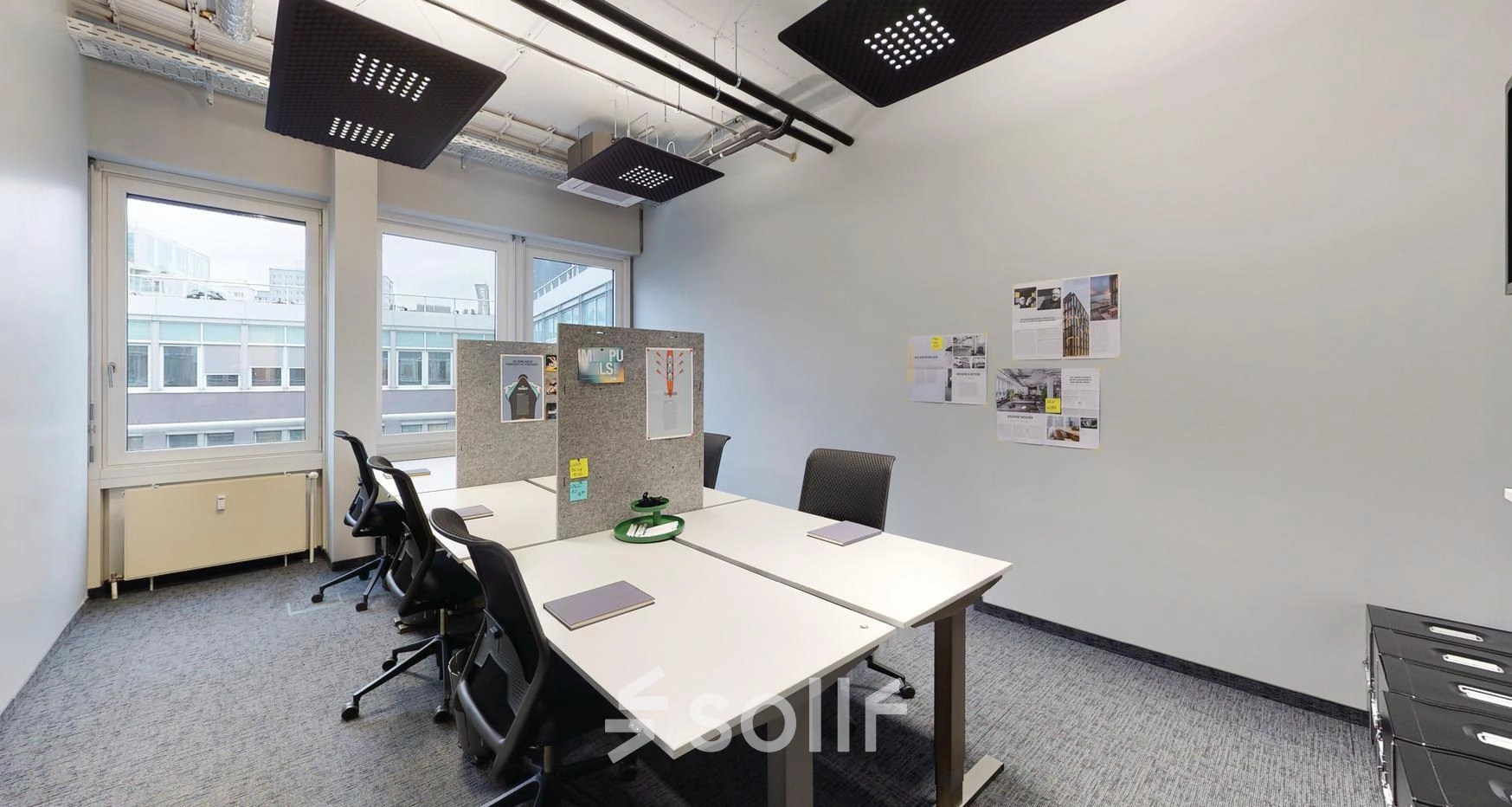 Bright office space at Koppenstraße 93, Berlin Friedrichshain, featuring desks and chairs in a well-lit environment. Ideal for office space rental.