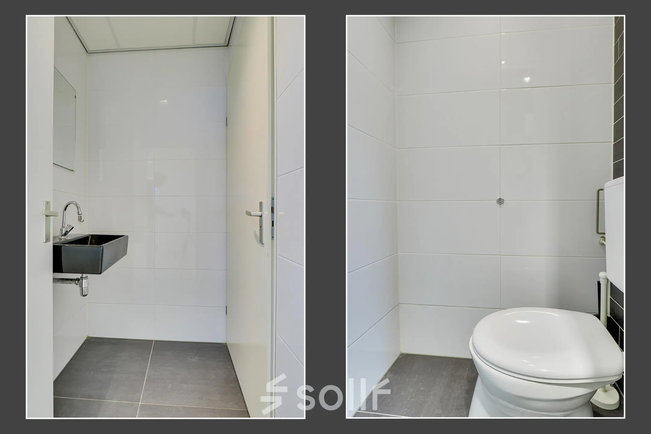Modern restroom in an office at Regulierenring 2, Bunnik, available for office space rental.