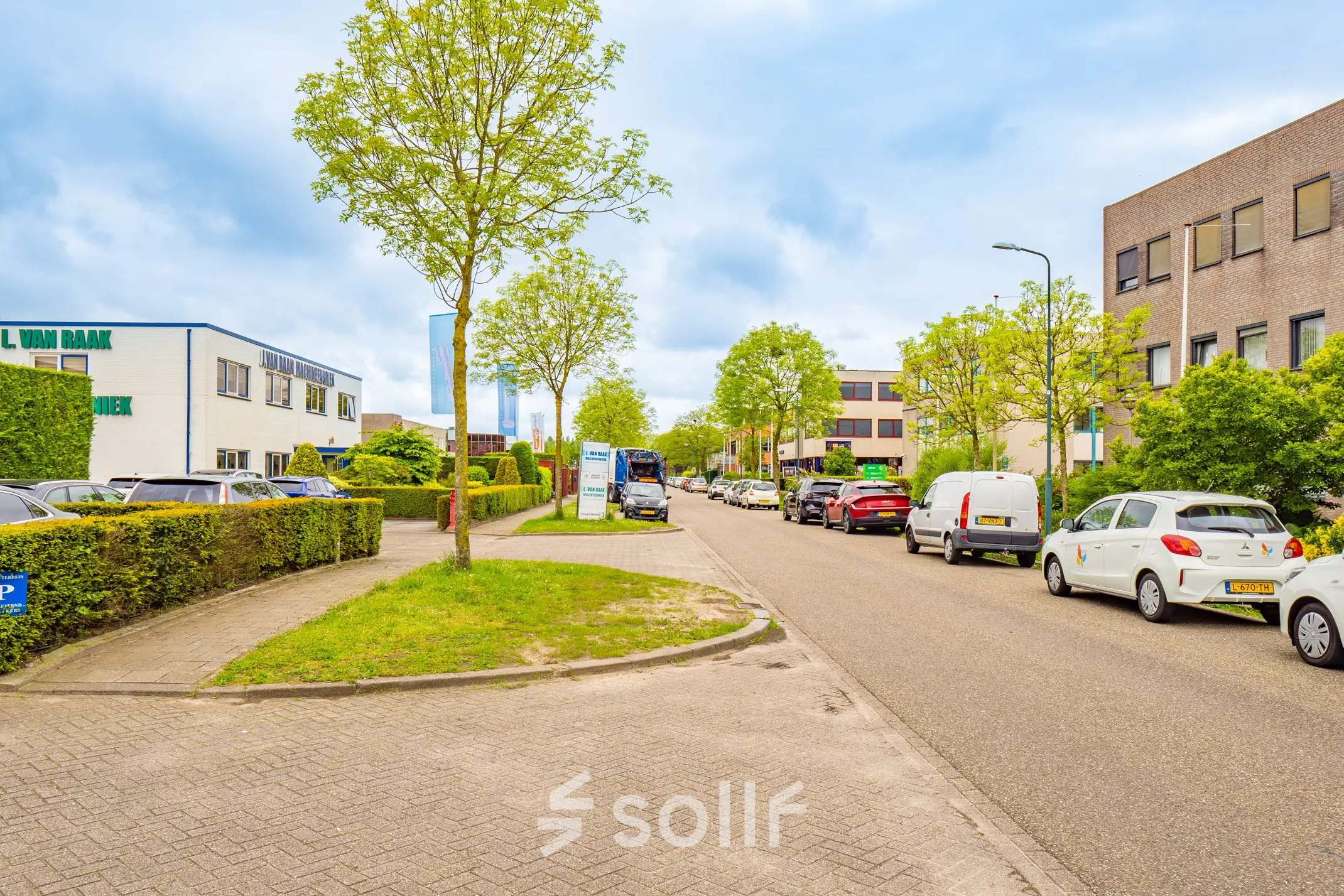 Street view outside office building at Regulierenring 2, Bunnik, showcasing potential office space rental opportunities.