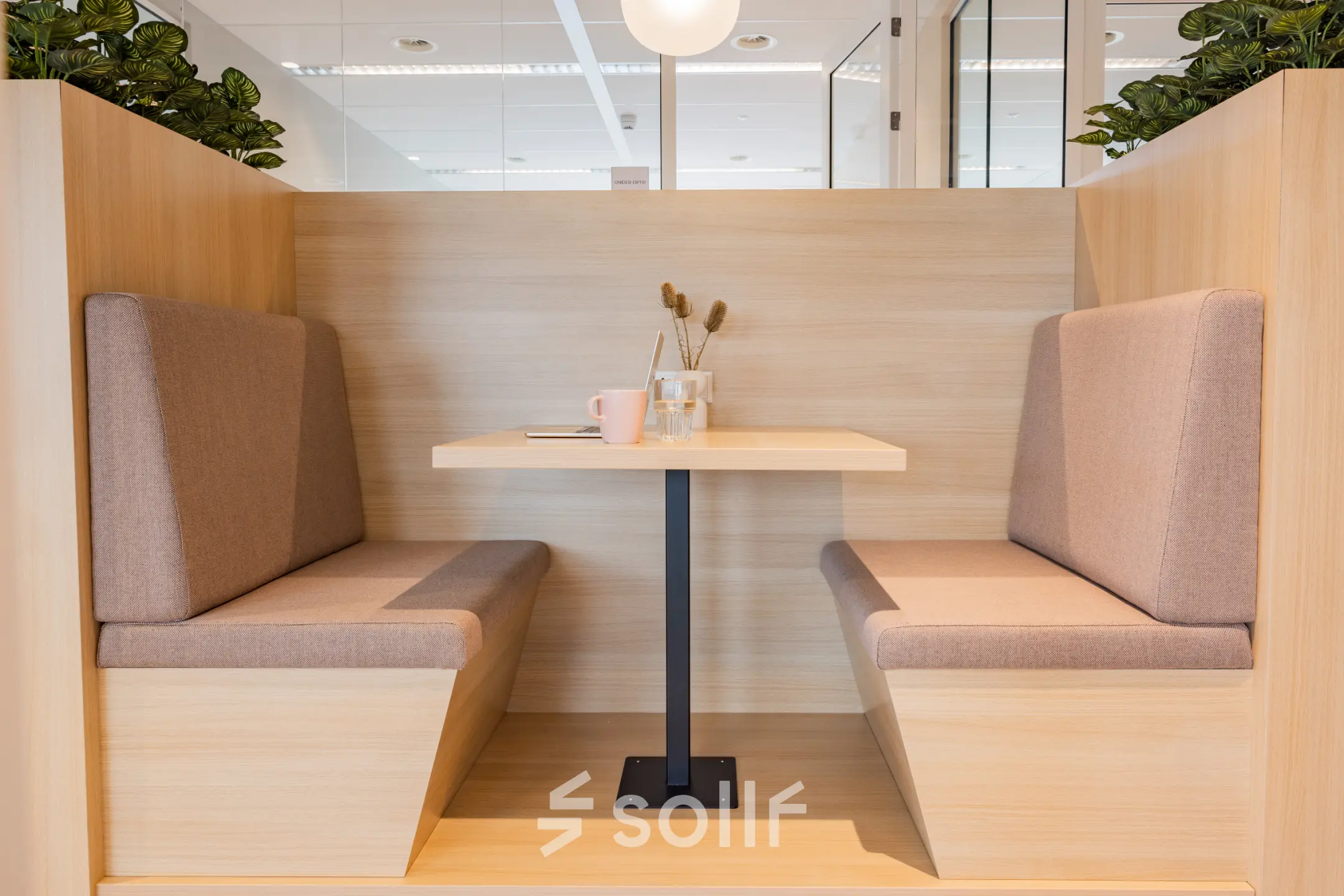 Cozy meeting nook at Rijnzathe 12, De Meern, perfect for intimate discussions in your new office space rental.