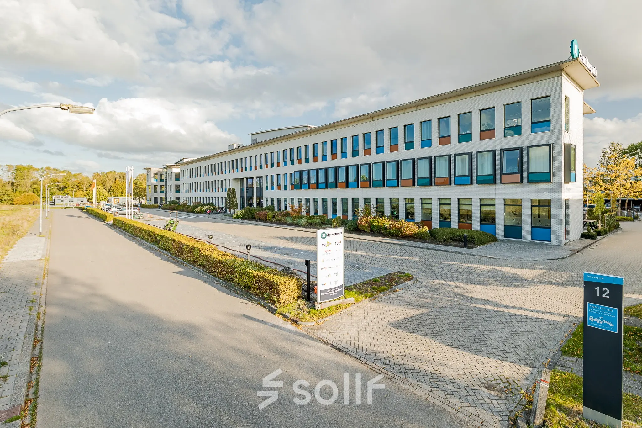 Exterior view of office building at Zernikepark 12, Groningen, available for office space rental.
