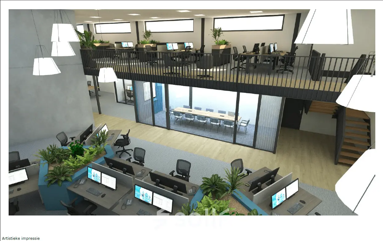 Spacious office at Lintelerweg 40, Hengelo features modern workstations and conference room, ideal for office space rental.