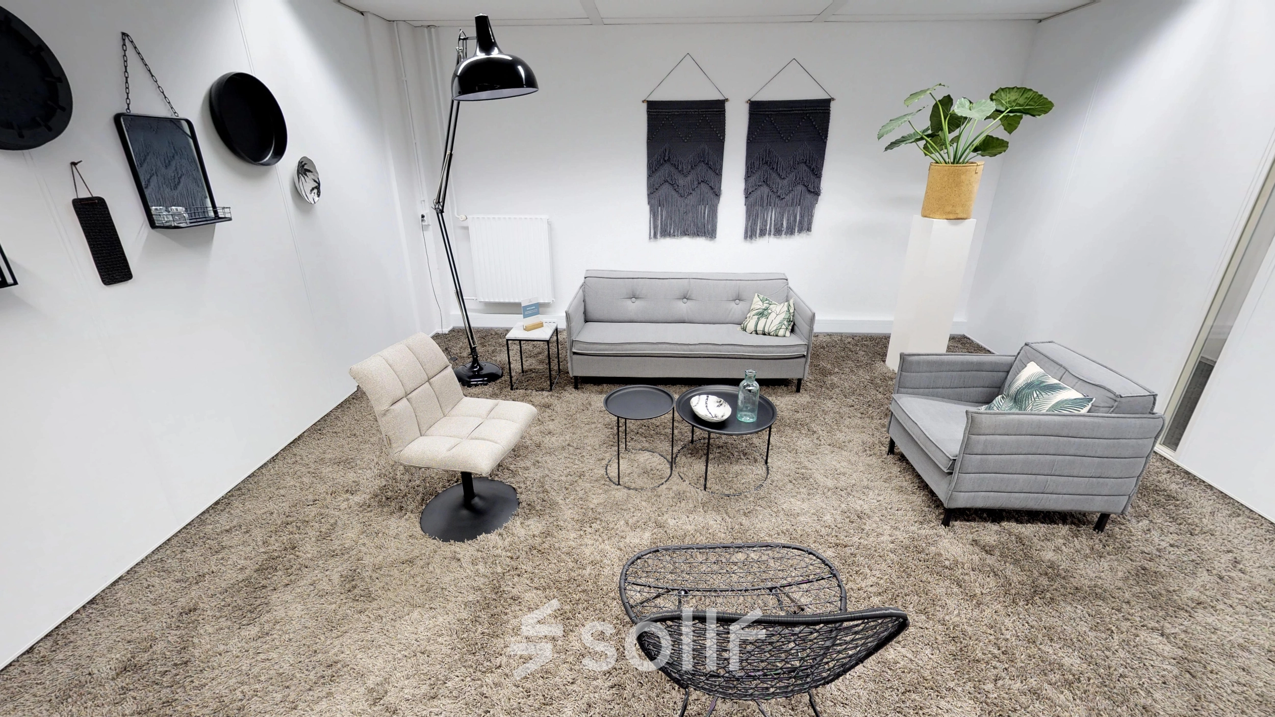 Stylish office space rental at Meidoornkade 22, Houten, featuring chic furniture with modern decor elements.