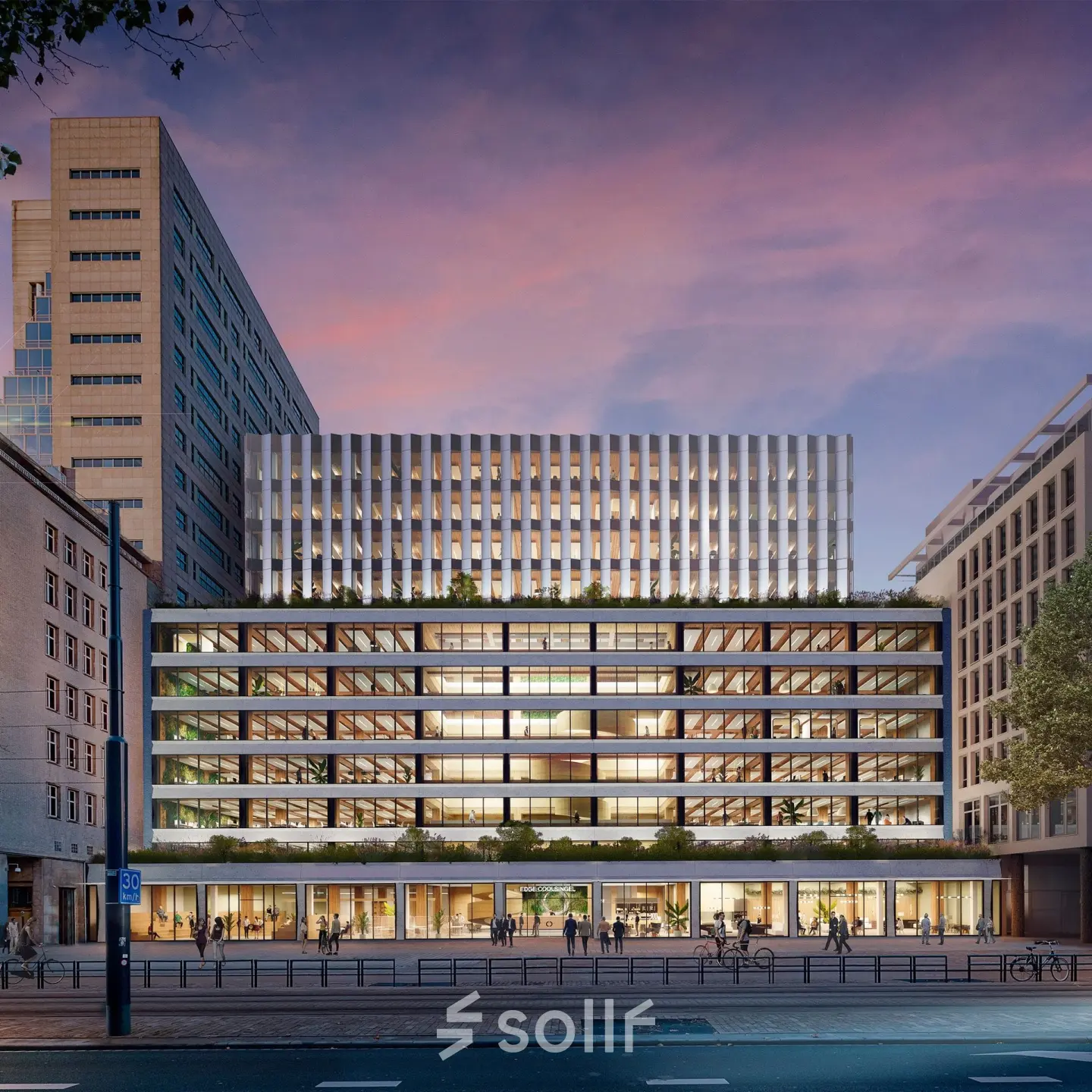 Exterior view of Coolsingel 75, showcasing a modern office building in Rotterdam Center, perfect for office space rental.