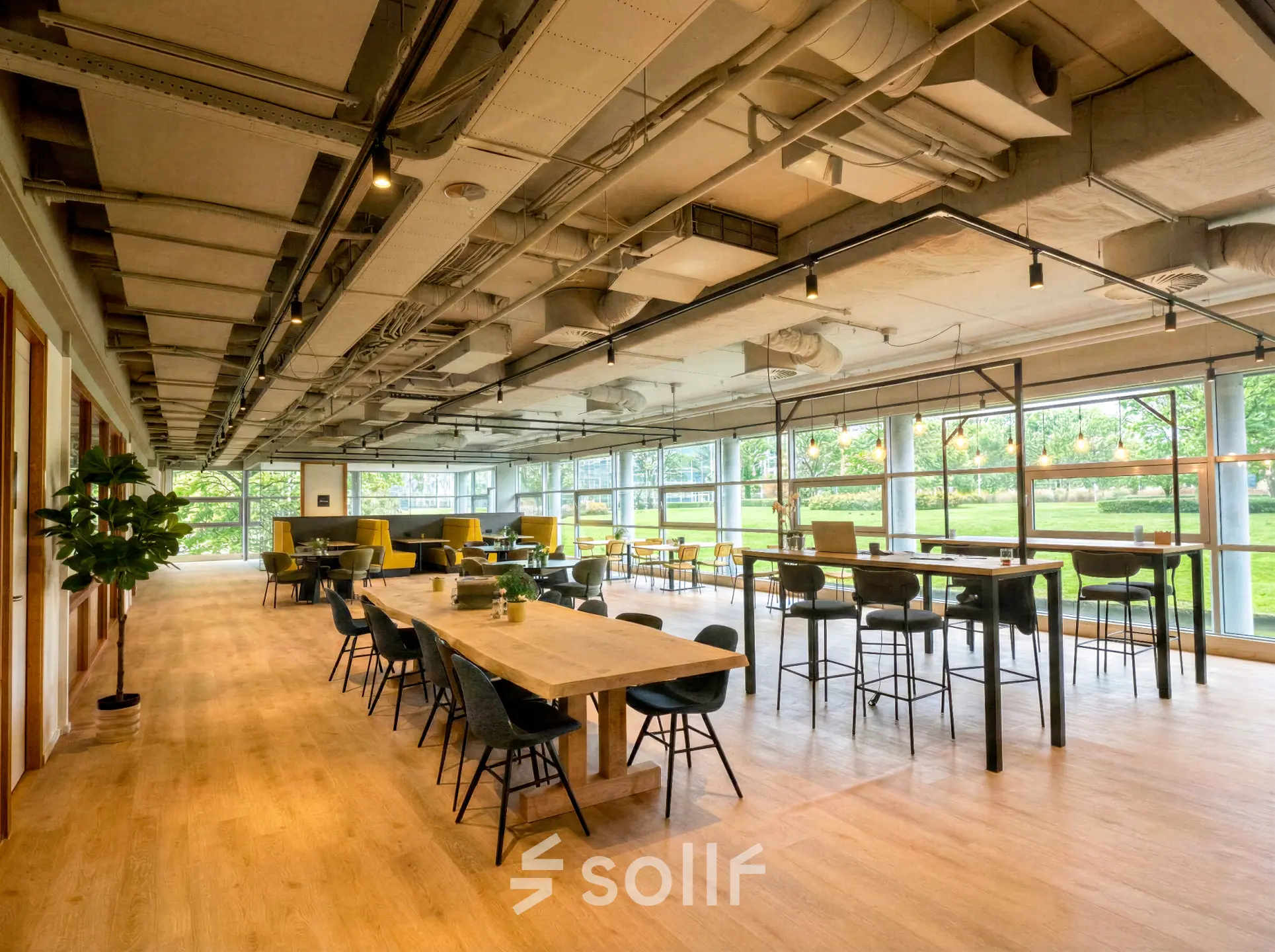 Spacious and modern furnished workspace with natural light at Boeing Avenue 1-19. Ideal for office space rental in Schiphol Rijk.
