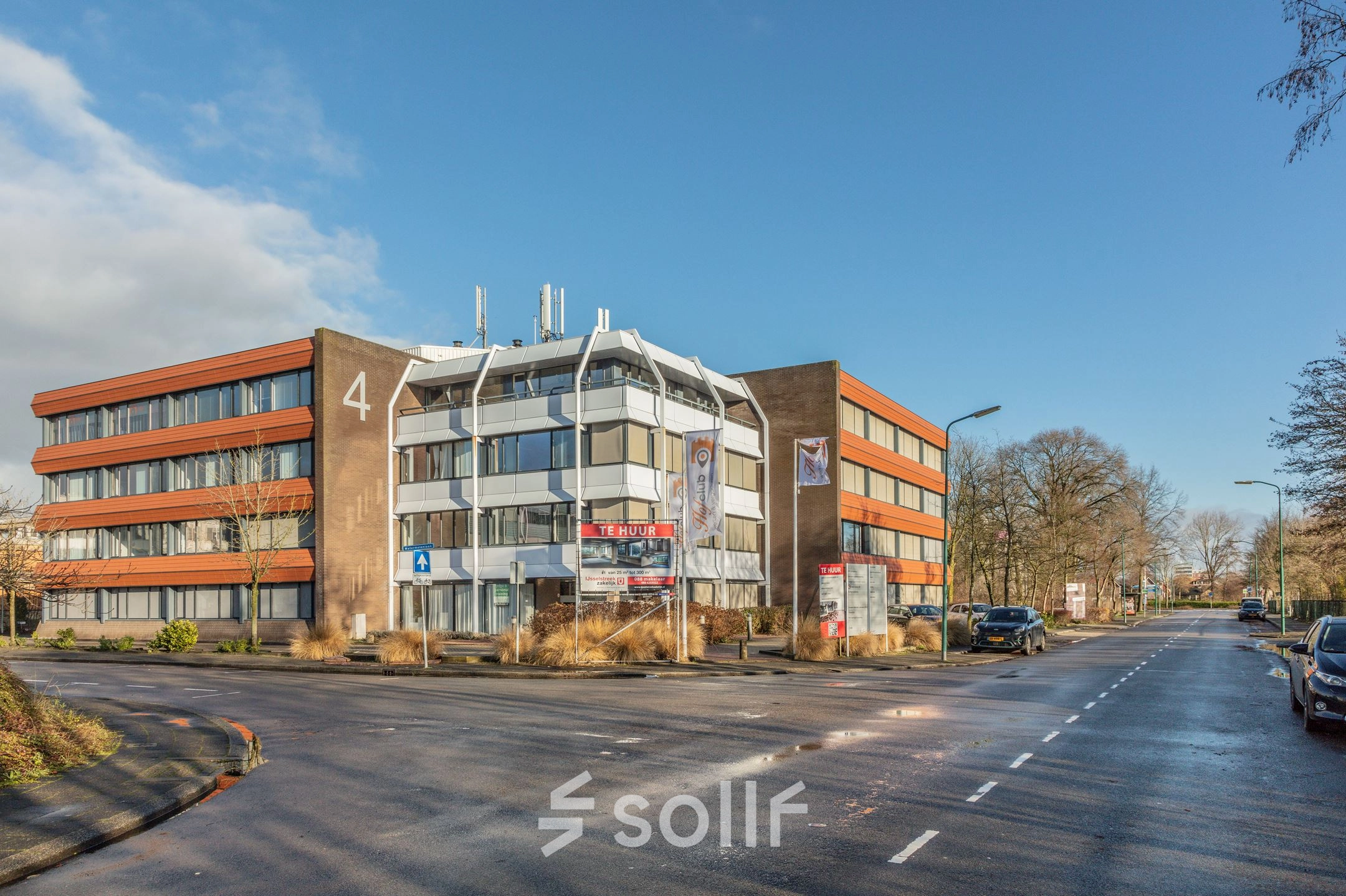Exterior view of an office building at Zaagmolenlaan 4, Woerden, perfect for office space rental.