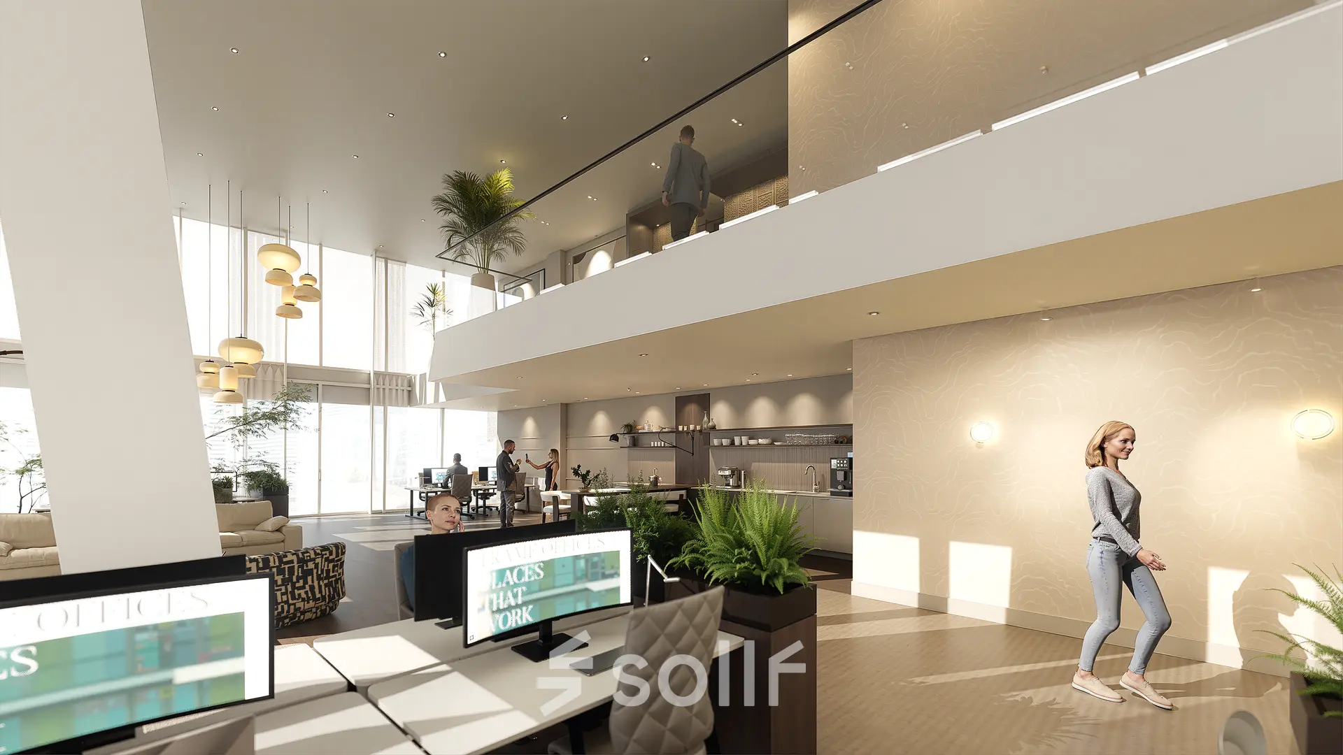 Lichte en moderne kantoorruimte op Claude Debussylaan 80-134, Amsterdam Zuidas, met open werkplekken en mensen bezig met werkactiviteiten.