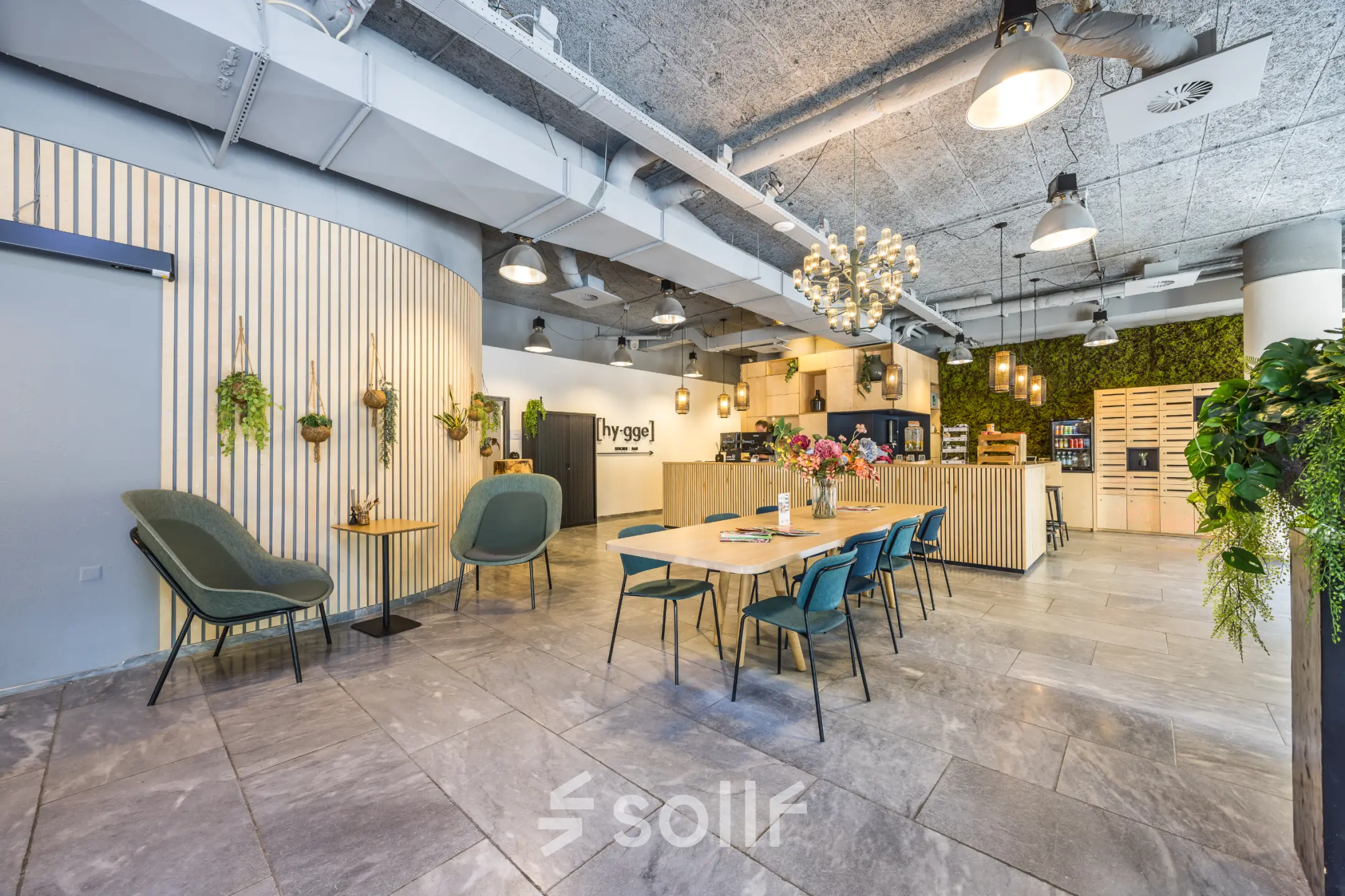 Stijlvolle kantoorruimte op Goeman Borgesiuslaan 77 in Utrecht Noord met moderne meubels en planten. Perfecte plek voor wie een inspirerend kantoorpand wil huren.