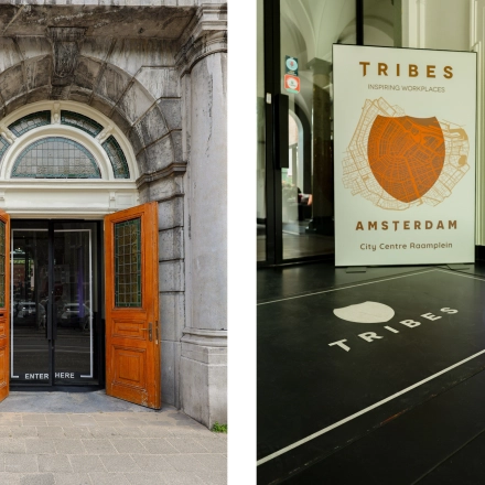 Exterior entrance of the office space located at Raamplein 1, Amsterdam Center, available for rent.