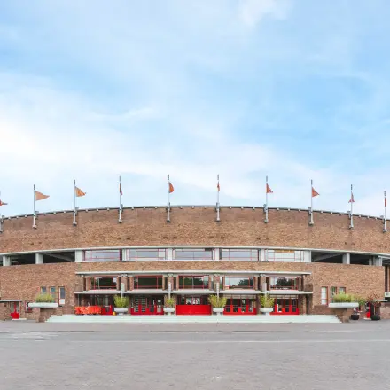 Exterior view of Olympisch Stadion 24-28 in Amsterdam Old South, available for office space rental.
