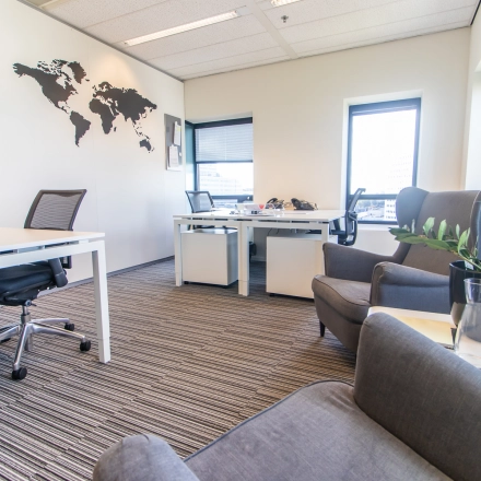 Spacious office at Radarweg 29 in Amsterdam Sloterdijk, featuring modern furnishings and multiple workstations suitable for office space rental.
