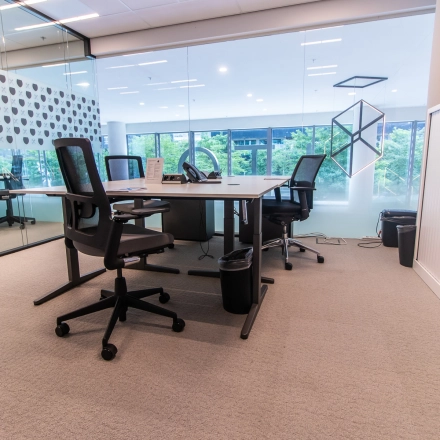 Bright office space with modern furnishings at Gustav Mahlerplein, Amsterdam Zuidas, available for rent. Ideal for professionals seeking office space rental in a convenient location.