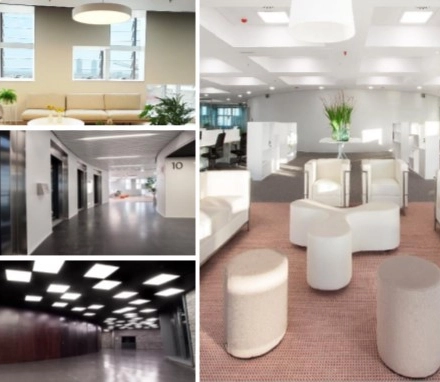 Spacious office on Avinguda Diagonal 211, Barcelona @22 with modern furnishings, comfortable seating, and ample natural light. Ideal for those seeking office space rental in a prime location.