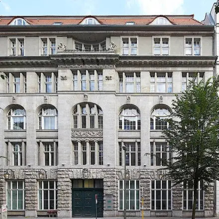 Exterior view of an office building located at Krausenstraße 9, Berlin Mitte, ideal for office space rental.