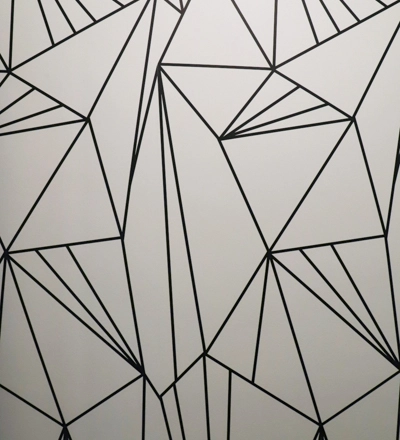 Abstract geometric wall design in an office to rent at Rue du Congres 37, Brussels Center.