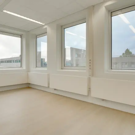 Bright office space with large windows and light wooden flooring, available to rent at Regulierenring 2, Bunnik.