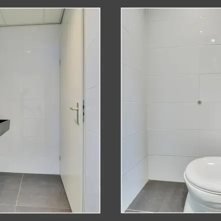 Modern restroom in an office at Regulierenring 2, Bunnik, available for office space rental.