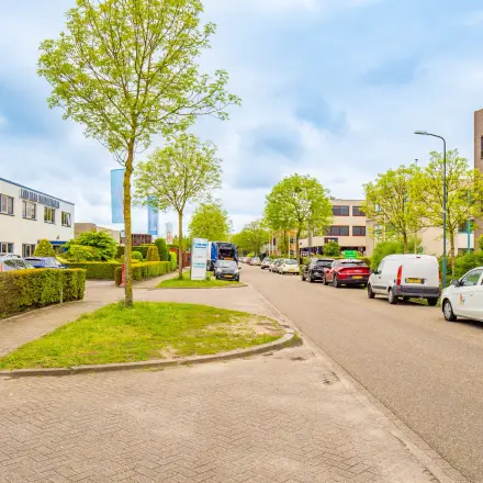 Street view outside office building at Regulierenring 2, Bunnik, showcasing potential office space rental opportunities.