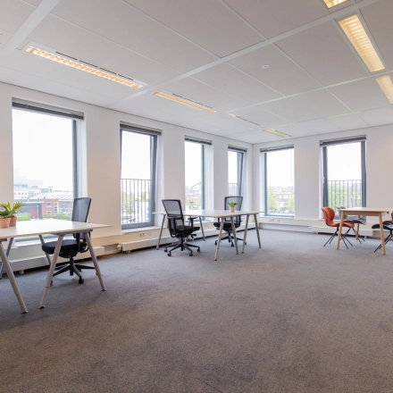 Bright office space with large windows and modern furnishings available for rent at Fascinatio Boulevard 562, Capelle aan den IJssel.
