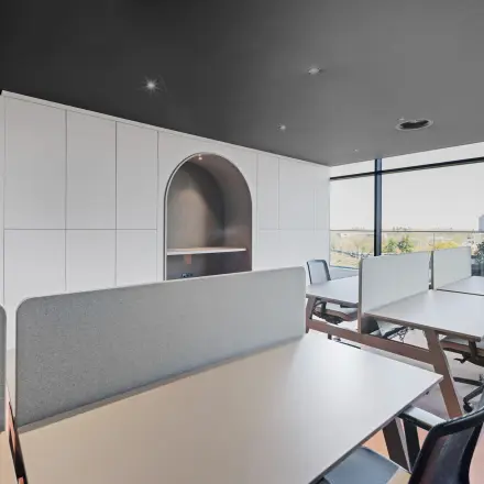 Bright office space at Achtseweg Zuid 159R, Eindhoven Strijp-S with modern desks and chairs available for rent.