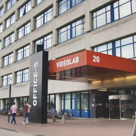 Exterior view of a building at Torenallee 20, Eindhoven Strijp-S, with office space available for rent.