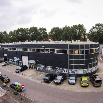 Exterior view of the office building at Fruitweg 22, Leiden, showcasing potential office space rental opportunities.