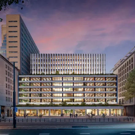Exterior view of Coolsingel 75, showcasing a modern office building in Rotterdam Center, perfect for office space rental.