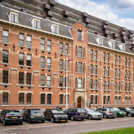 Exterior view of an office building at Lloydstraat 5, Rotterdam Delfshaven, available for office space rental.