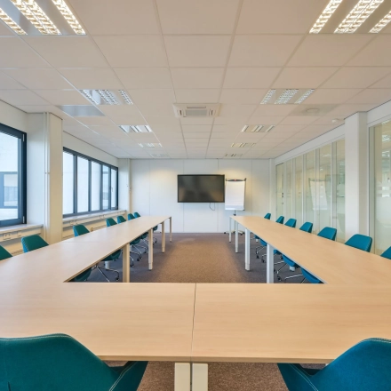 Bright and spacious conference room with modern furnishings at Kobaltweg 11, Utrecht Lage Weide, ideal for office space rental.