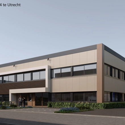 Exterior view of the office building at Zonnebaan 54, Utrecht West, ideal for office space rental.