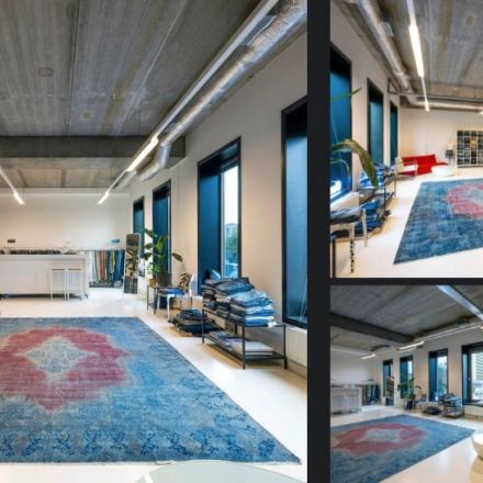 Ruime kantoorruimte huren in Amsterdam Noord met moderne inrichting, grote vloerkleden en veel natuurlijk licht. De ruimte op Meeuwenlaan 98-100 biedt voldoende flexibele werkplekken.