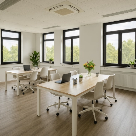 Kantoorruimte huren op de Druivenstraat 25-31 in Breda Oost met ruime werkplekken en veel daglicht.