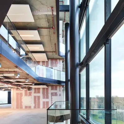 Spacious modern office space with large windows and open floors at H.J.E. Wenckebachweg 230-258, Amsterdam Amstel Business Park, ideal for office space rental.