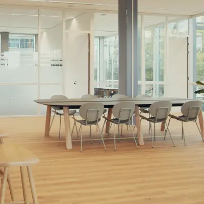 Spacious office located at David Ricardostraat 1, Amsterdam Riekerpolder, featuring modern furnishings and natural light, ideal for office space rental.