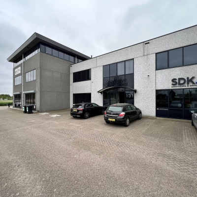 Exterior view of the office building at Contactweg 131 in Amsterdam Sloterdijk, showcasing a modern facade. Ideal for those seeking office space rental opportunities.