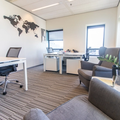 Spacious office at Radarweg 29 in Amsterdam Sloterdijk, featuring modern furnishings and multiple workstations suitable for office space rental.