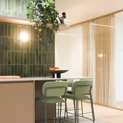 Bright and stylish workspace at Beethovenstraat 503, Amsterdam Zuidas, featuring modern furniture and green accents, perfect for office space rental.