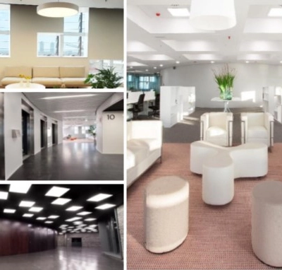 Spacious office on Avinguda Diagonal 211, Barcelona @22 with modern furnishings, comfortable seating, and ample natural light. Ideal for those seeking office space rental in a prime location.