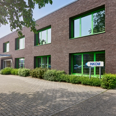 Exterior view of a modern office building located at Leuvensesteenweg 613, ideal for office space rental.