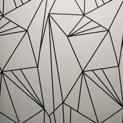 Abstract geometric wall design in an office to rent at Rue du Congres 37, Brussels Center.