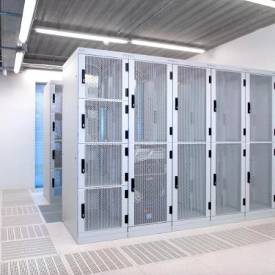 High Tech Campus 9 Eindhoven features a secure server room with modern data storage units, suitable for office space rental in this innovative tech hub.